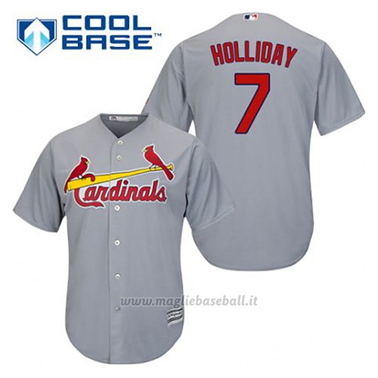 Maglia Baseball Uomo St. Louis Cardinals Matt Holliday 7 Grigio Cool Base